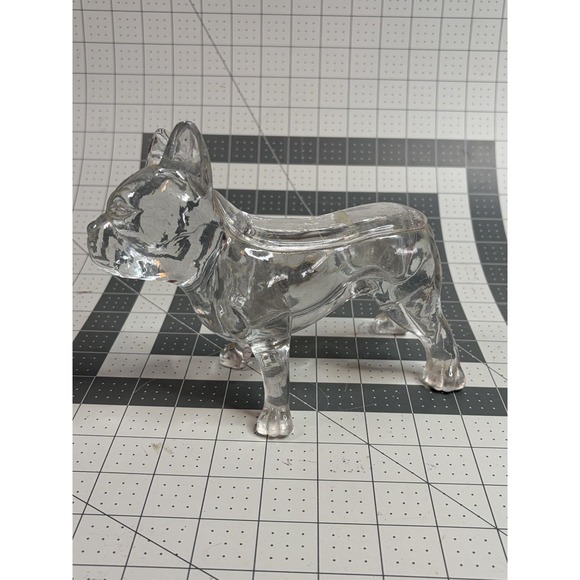 Antique Flint Glass French Bulldog Boston Terrier Covered Candy Dish